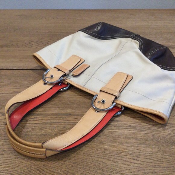 Coach brown leather and canvas bag - Picture 2 of 12